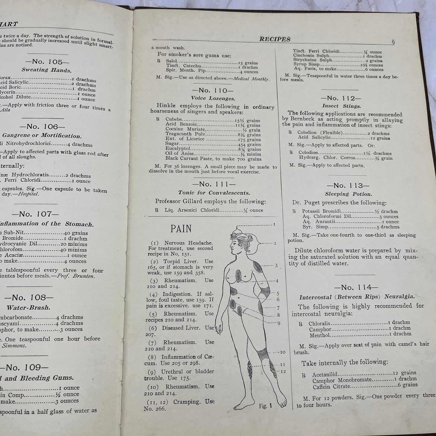 Dr. Weaver's 1911 Illustrated Book Physical Chart Of Aches & Pains TI9