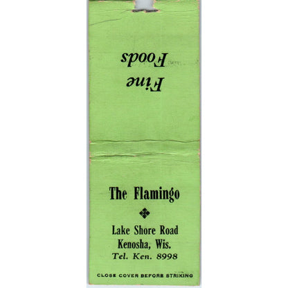 The Flamingo Lake Shore Road Kenosha WI Vintage Matchbook Cover SD2-Y6