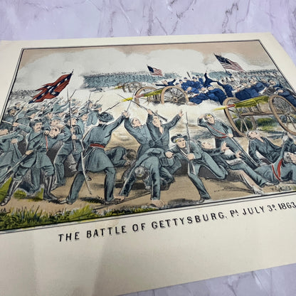 Vintage Battle of Gettysburg PA July 3rd 1863 Vintage Lithograph 10x15 V14-5