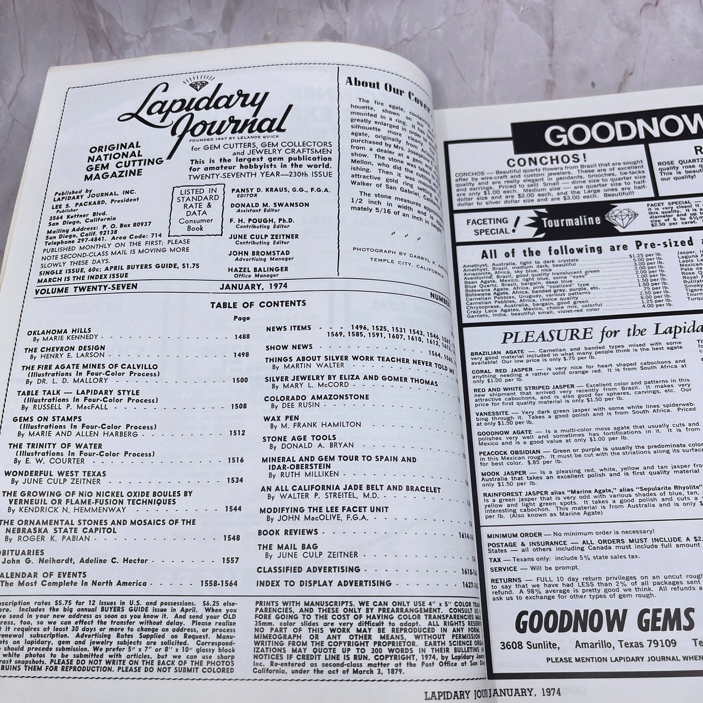 A Silhouette in Fire Agate - Lapidary Journal Magazine - Jan 1974 M27