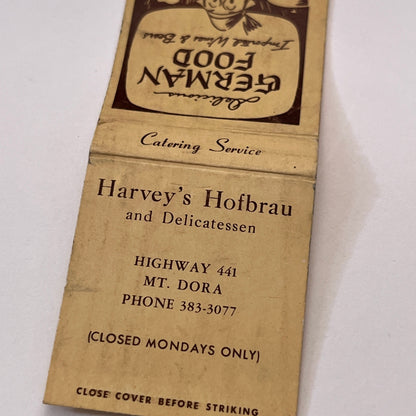 Harvey's Hofbrau German Food Mt. Dora Hwy 441 Vintage Matchbook Cover TB6-MB1-10