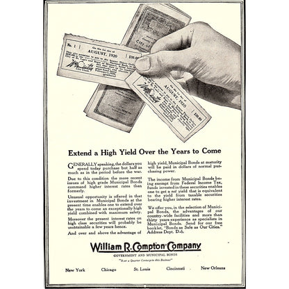 William R Compton Company Bonds c1920 Ad AF8-10