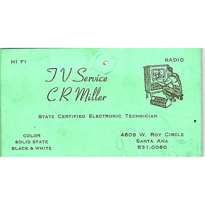 JV Service CR Miller Santa Ana Vintage Business Card SSB4-B12