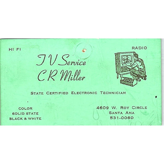 JV Service CR Miller Santa Ana Vintage Business Card SSB4-B12