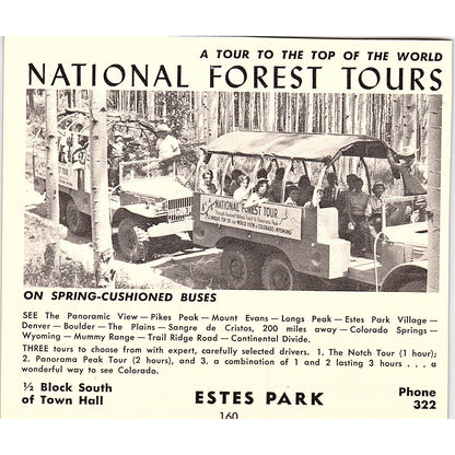 The Plantation Restaurant National Forest Bus Tours Estes Park CO 1958 Ad AG1-H1