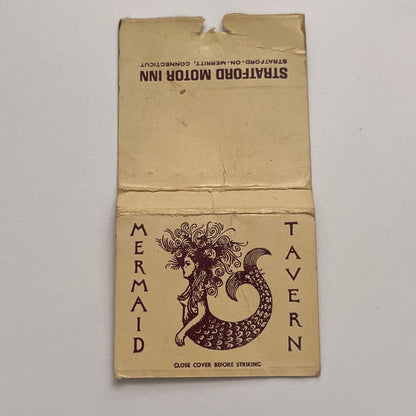 Stratford Motor Inn Mermaid Tavern Merritt CT Vintage Matchbook Cover TB8-MB-4