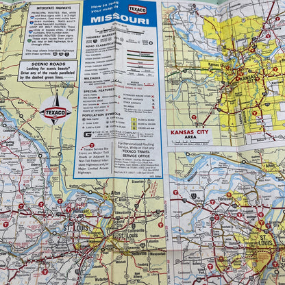 1971 Texaco Missouri Road Travel Map Fold Out Map TH2-MP1