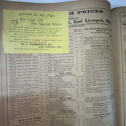 c1890 Will L. Thompson & Co Music Catalog Music Depot East Liverpool OH V33-4