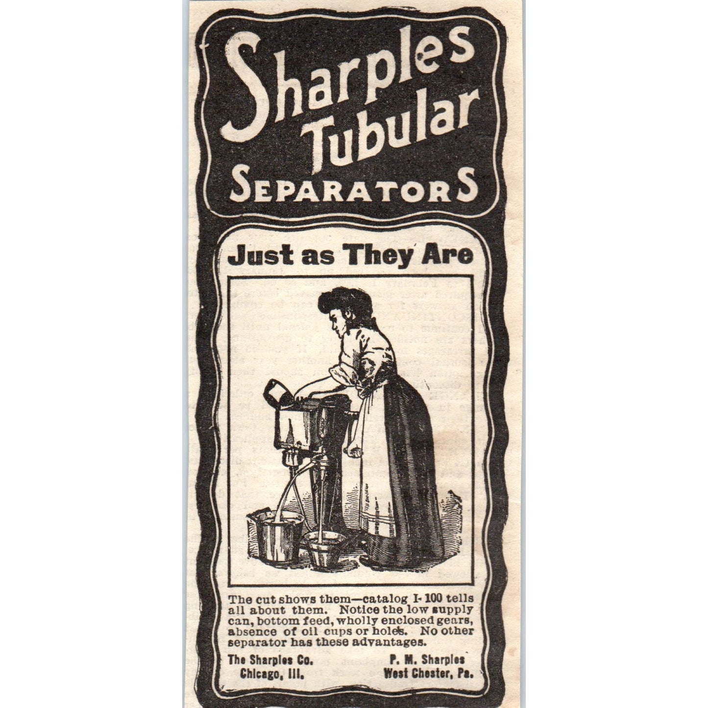 Sharples Tubular Separators P.M Sharples West Chester 1905 Magazine Ad AF1-NH1