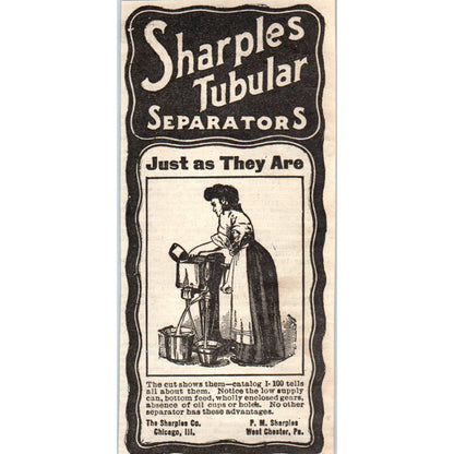 Sharples Tubular Separators P.M Sharples West Chester 1905 Magazine Ad AF1-NH1