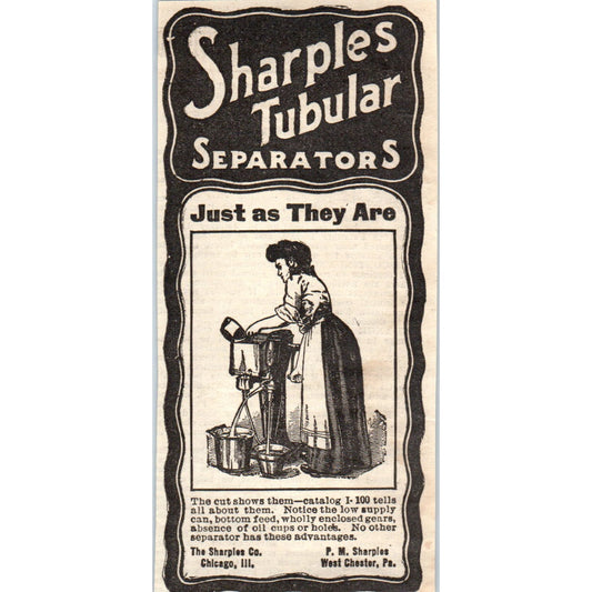 Sharples Tubular Separators P.M Sharples West Chester 1905 Magazine Ad AF1-NH1
