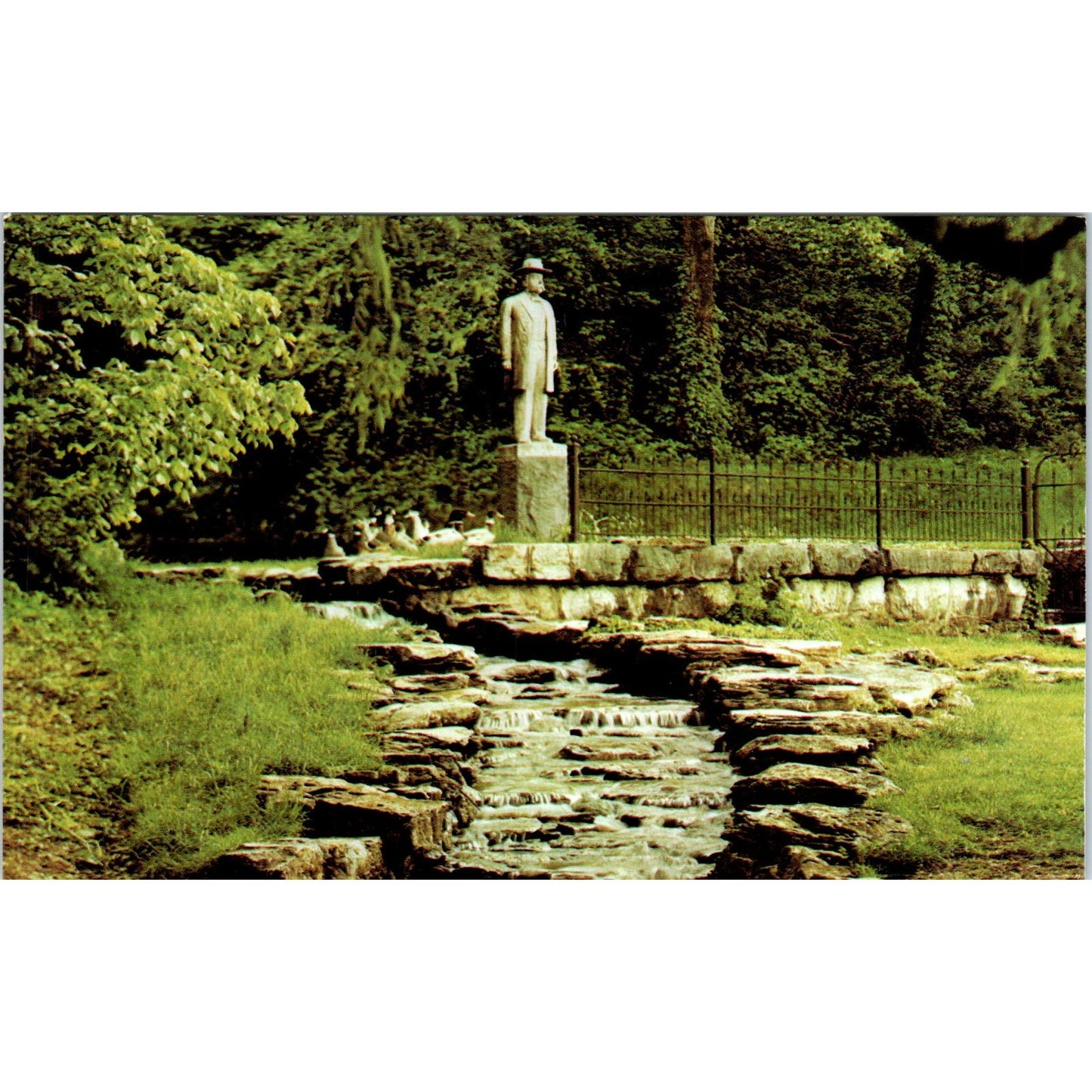 Jack Daniel's Statue and Spring Lynchburg TN Vintage Postcard PD5