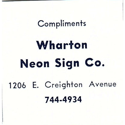 Wharton Neon Sign Co 1206 E. Creighton Ave Fort Wayne Indiana 1964 Ad AG1-S15