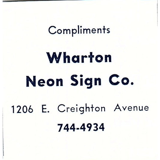 Wharton Neon Sign Co 1206 E. Creighton Ave Fort Wayne Indiana 1964 Ad AG1-S15