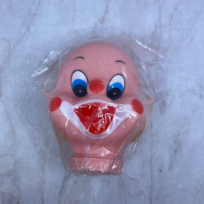 Vintage Packaged 4.5" Plastic Rubber Smiling Clown Hobo Doll Head NOS Sealed TF4