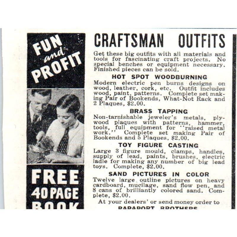 Craftsman Outfits Rapaport Brothers Chicago 1930s Magazine Advertisement AE4-I2