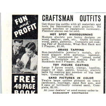 Craftsman Outfits Rapaport Brothers Chicago 1930s Magazine Advertisement AE4-I2