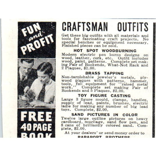 Craftsman Outfits Rapaport Brothers Chicago 1930s Magazine Advertisement AE4-I2