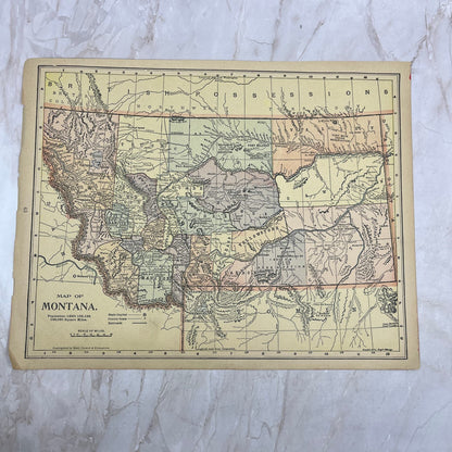 1899 Map of Montana 10x13 Original Tinted Map Engraving FL6-8