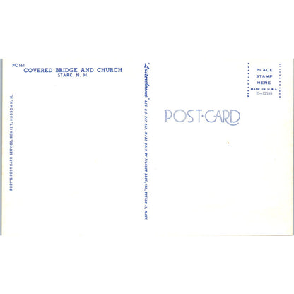 Covered Bridge and Church Stark New Hampshire Covered Bridge Postcard PC3