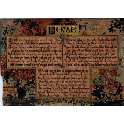 Home by Edward A. Guest - Antique Art Nouveau Print Silhouettes 7x10 D18