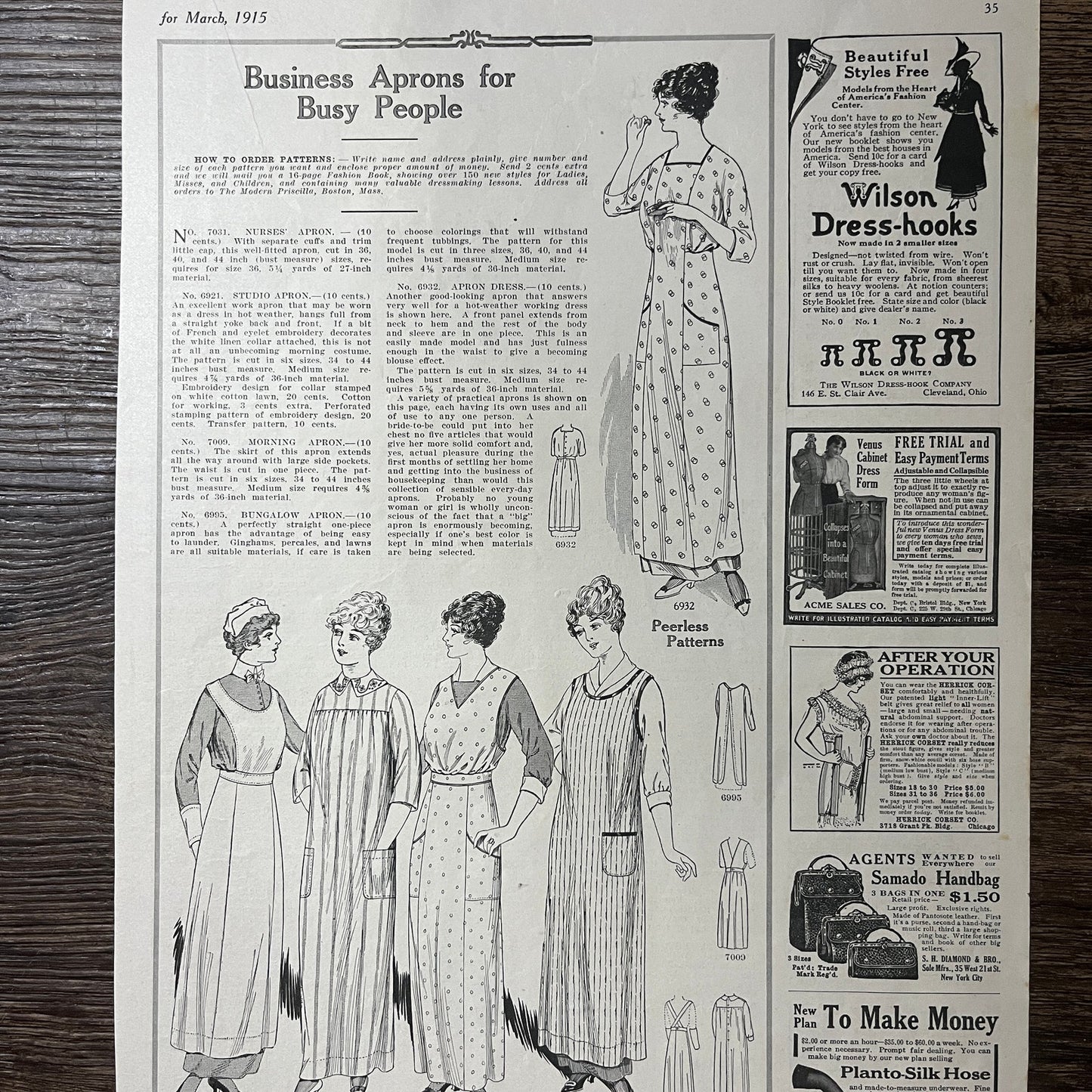 1915 Business Aprons for Busy People Fashion Vintage Magazine Ad 11x14 V9