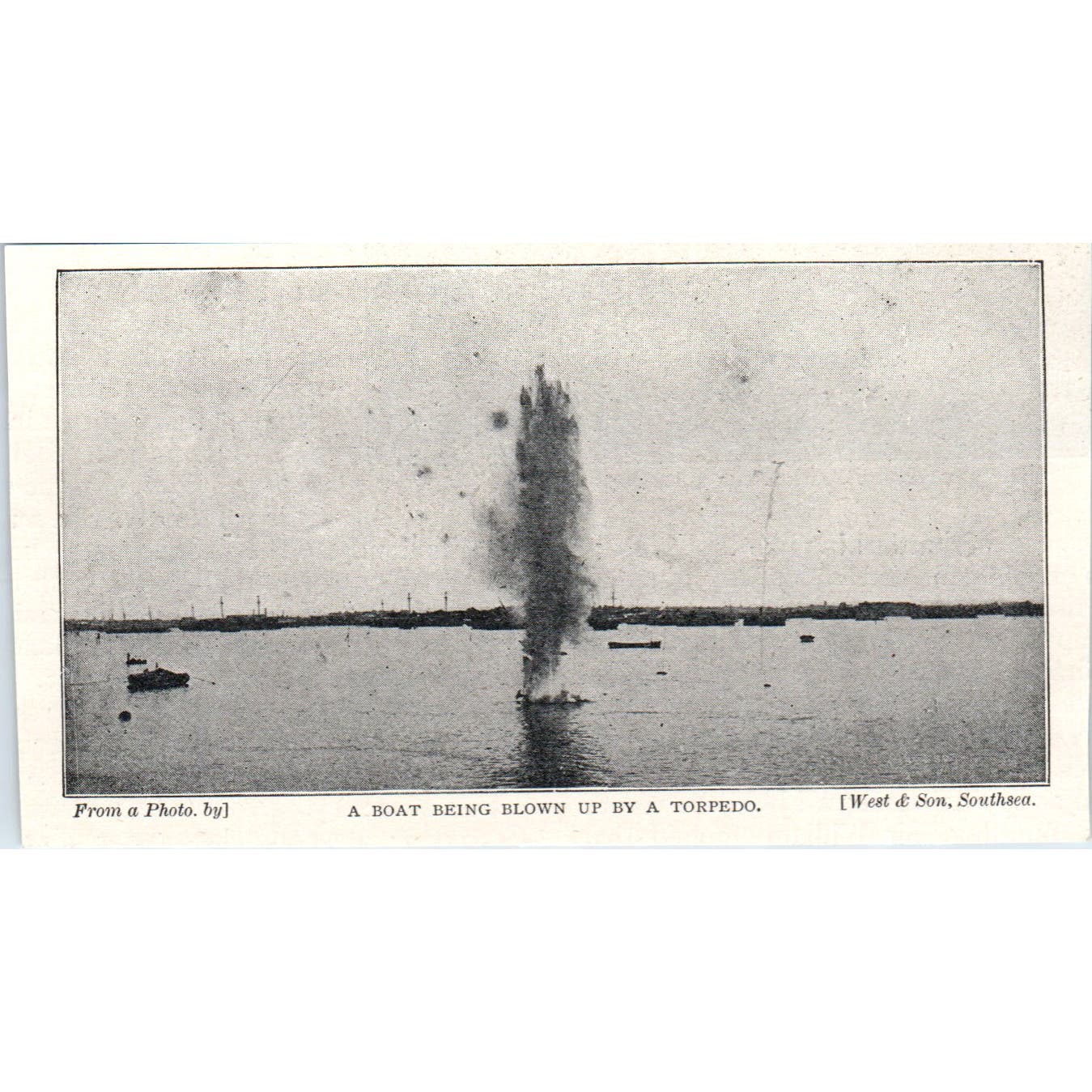 Boat Being Blown Up By a Torpedo Southsea 1897 Victorian Photo AE9-TS8