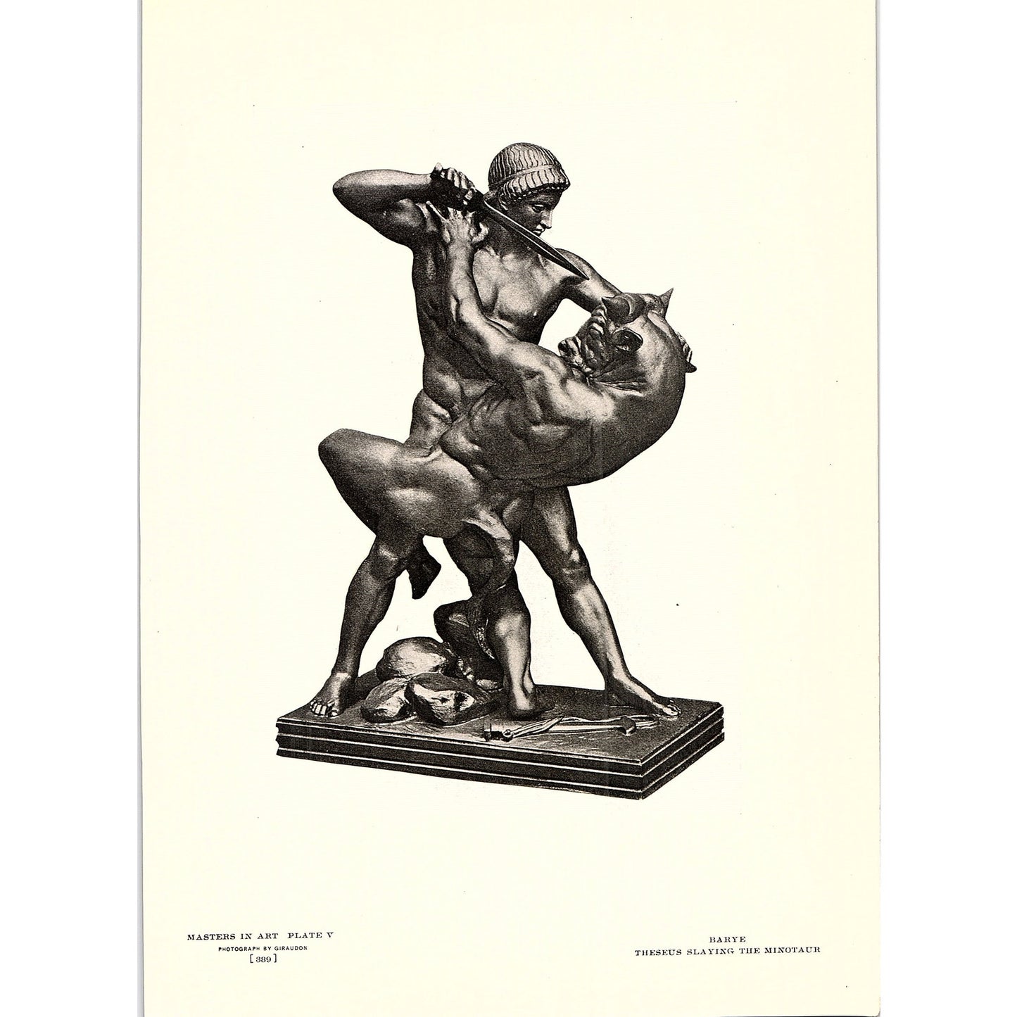 Theseus Slaying the Minotaur - Barye - 1904 Litho Art Print AF4-6