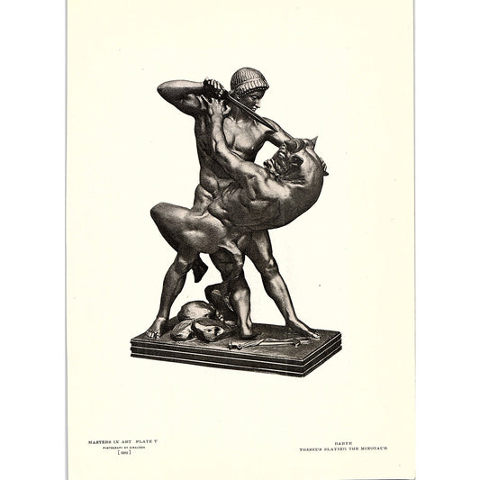 Theseus Slaying the Minotaur - Barye - 1904 Litho Art Print AF4-6