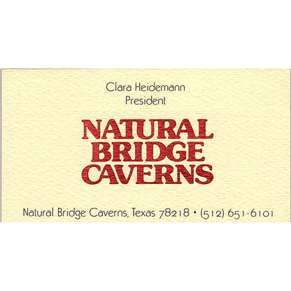 Natural Bridge Caverns Clara Heidemann Texas Vintage Business Card SF3-B2