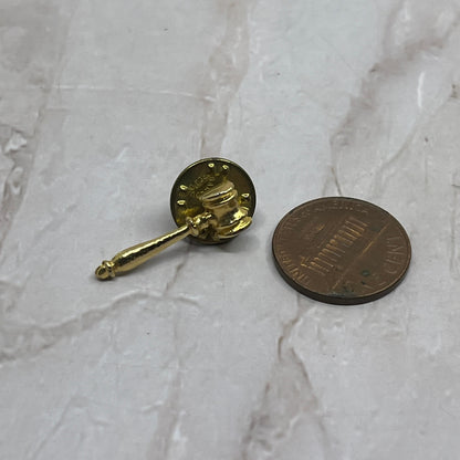 Vintage Gold Tone Gavel Judge's Pinback Button Pin SB3
