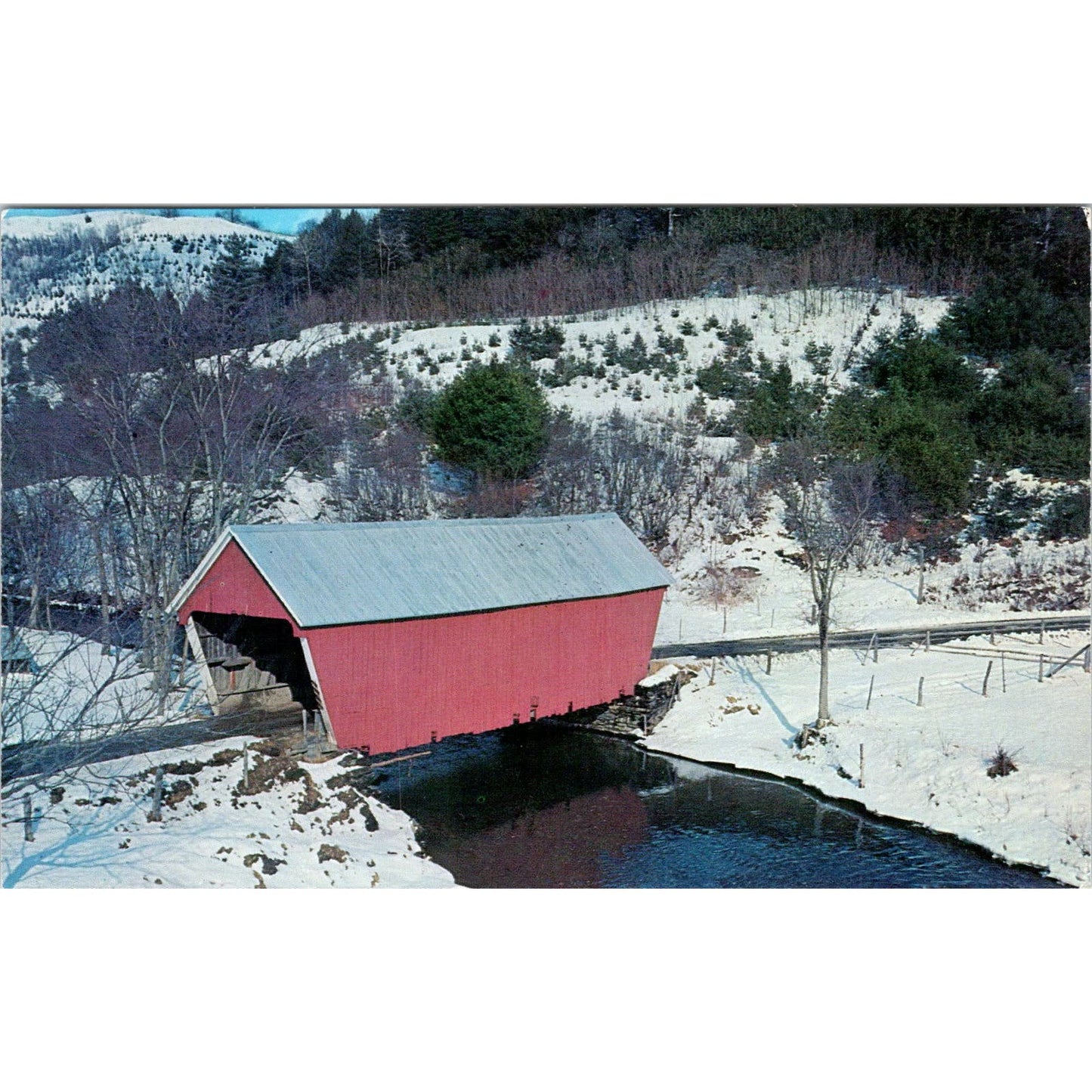 Covered Bridge at East Bethel Vermont Vintage Covered Bridge Postcard PD1