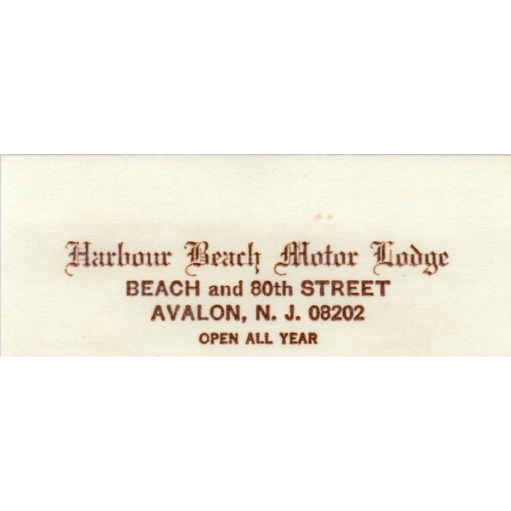 Harbour Beach Motor Lodge M.E. Keithley Avalon NJ Vintage Business Card SD8-B22