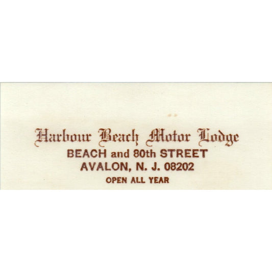 Harbour Beach Motor Lodge M.E. Keithley Avalon NJ Vintage Business Card SD8-B22