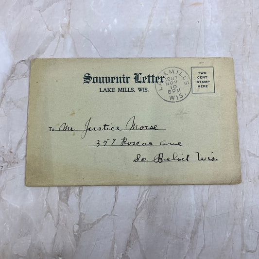 1907 Souvenir Letter Lake Mills Wisconsin Souvenir Folder Book Postcards PXS