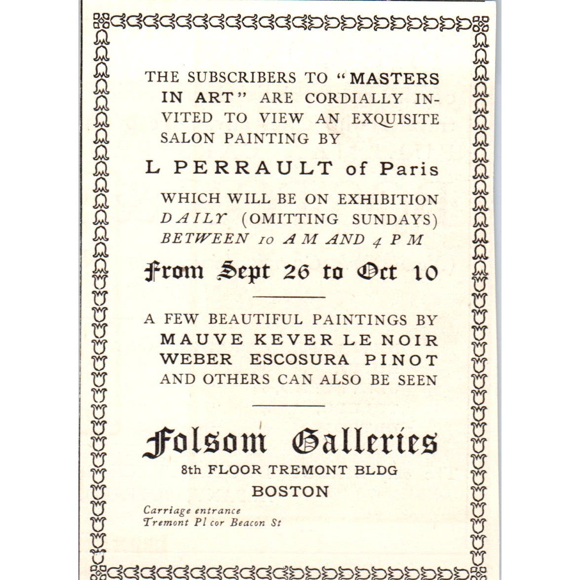 Folsom Galleries Boston MA c1905 Victorian Ad AE9-MA5