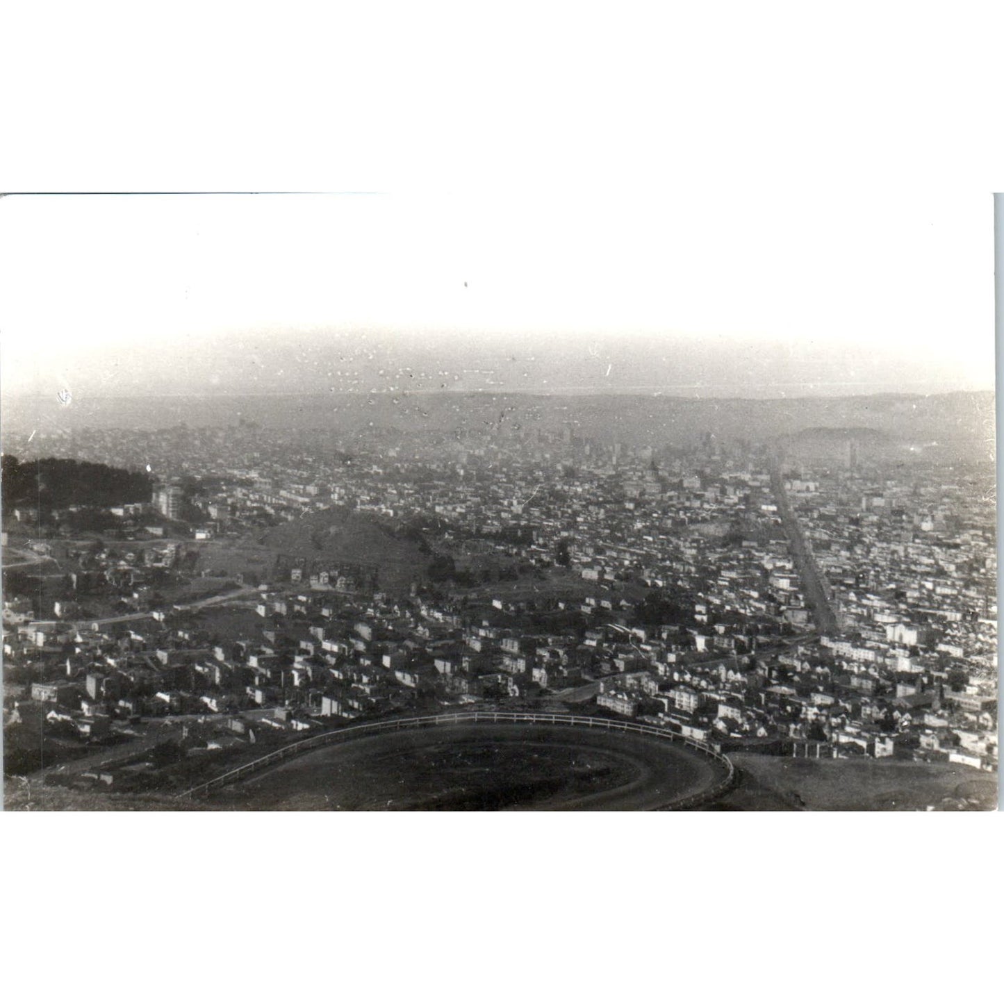 View from Twin Peaks 1935 to Downtown San Francisco Market Street RPPC AB9