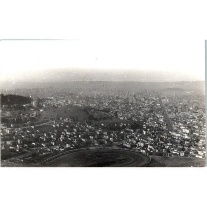 View from Twin Peaks 1935 to Downtown San Francisco Market Street RPPC AB9