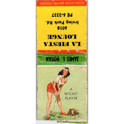La Fiesta Lounge James L. Horan Schiller Park IL Pinup Vintage Matchbook SD4-Y1