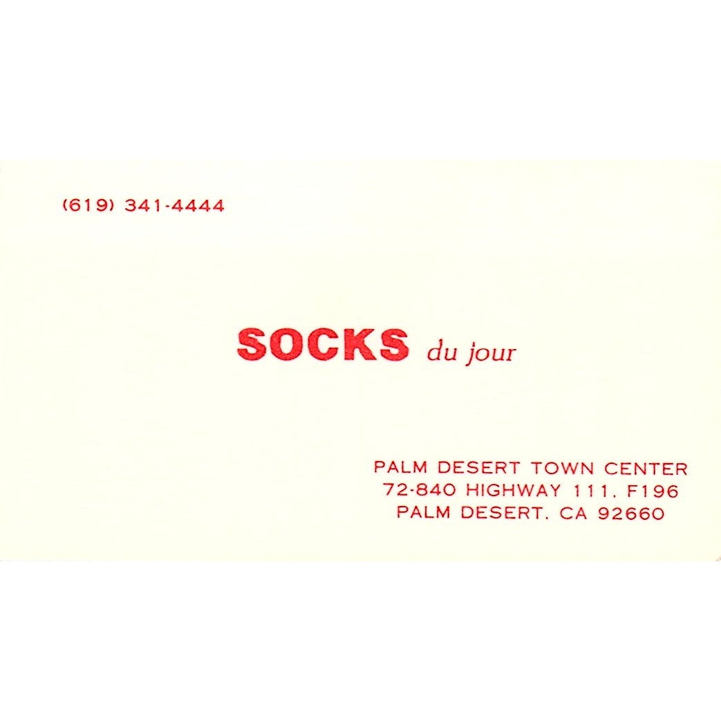 Socks du jour Palm Desert CA Vintage Business Card SB4-B7