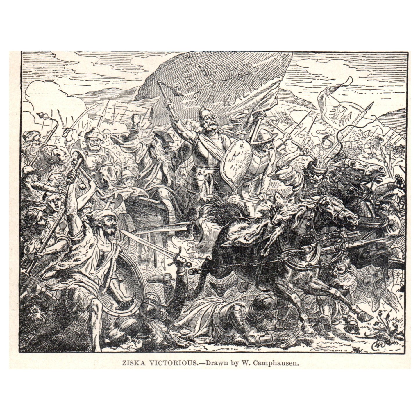 Ziska Victorious W. Camphausen 1911 Engraving Print AF5-7