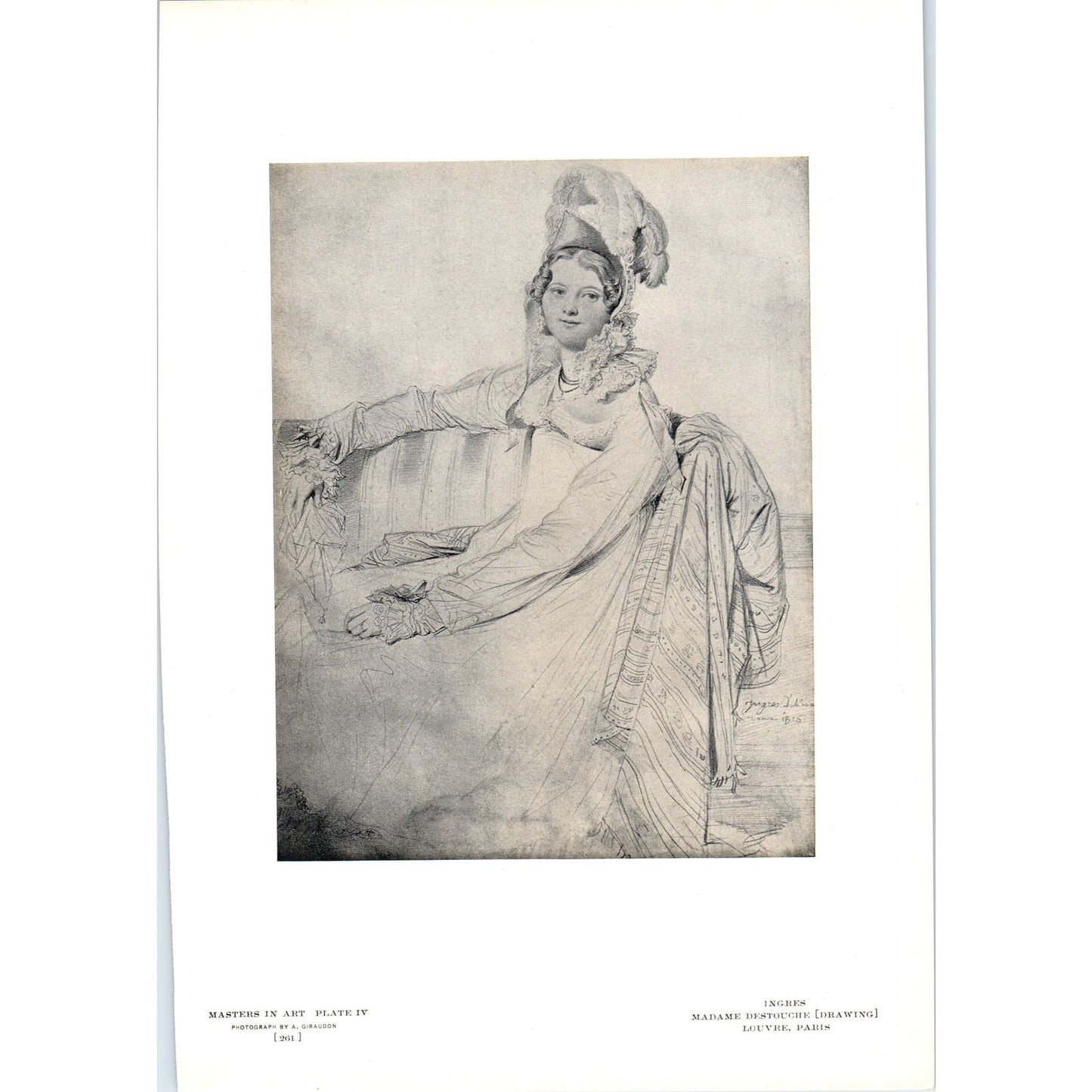 Madame Destouche Drawing- Ingres c1905 Art Print D14