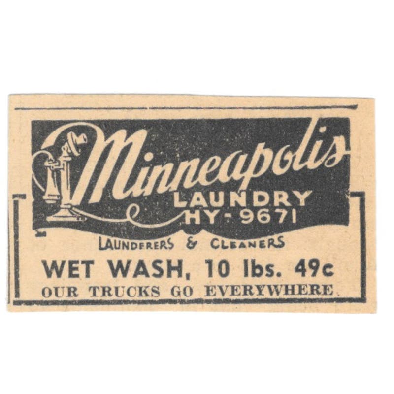 Minneapolis Laundry Launderers Cleaners 1935 Minneapolis Journal Ad AE7-H3