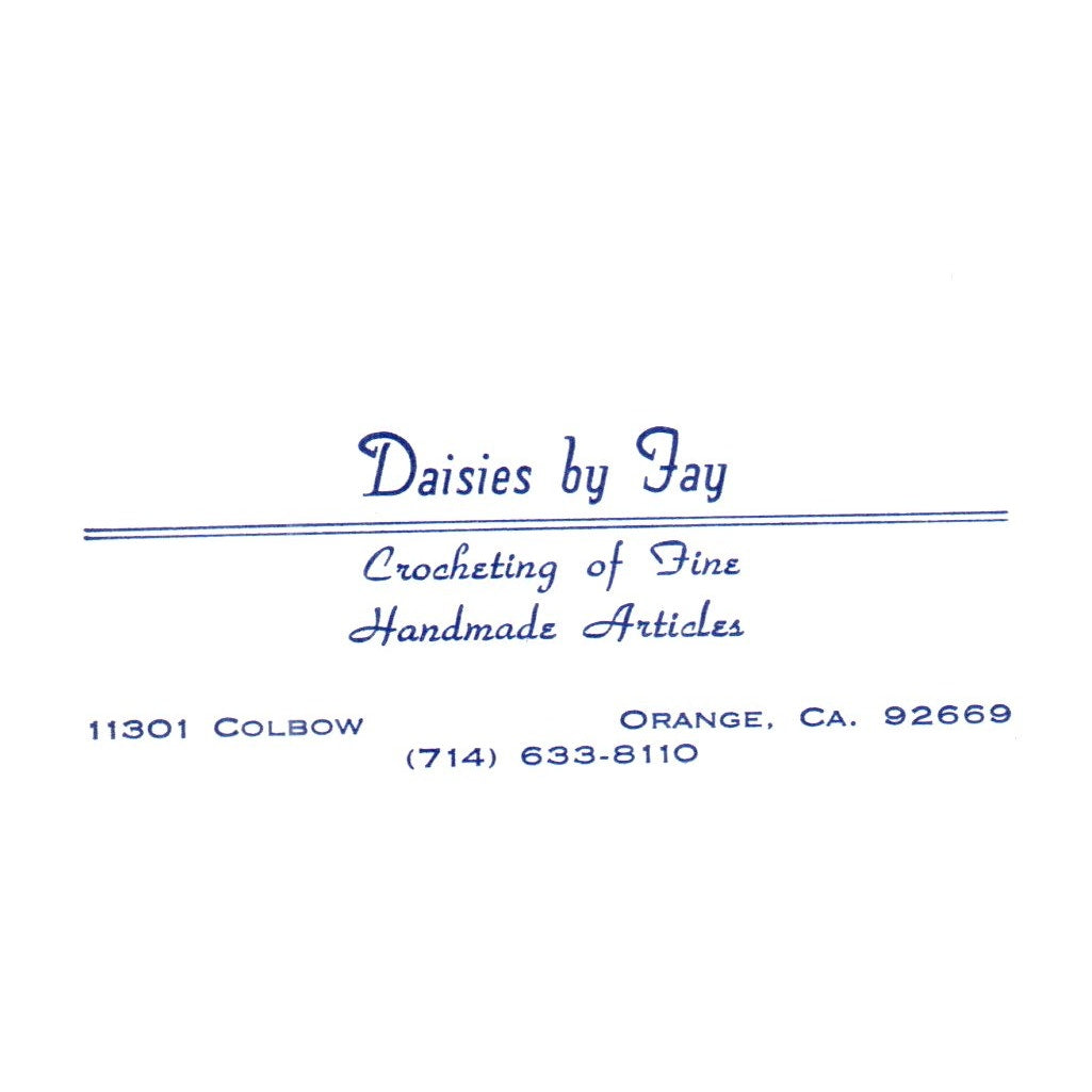Vintage Daisies by Jay Crocheting of Handmade Articles CA Business Card SF3-B1