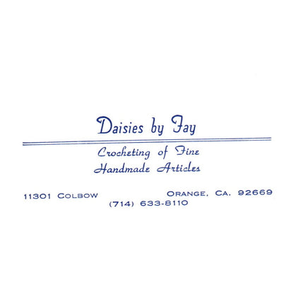 Vintage Daisies by Jay Crocheting of Handmade Articles CA Business Card SF3-B1