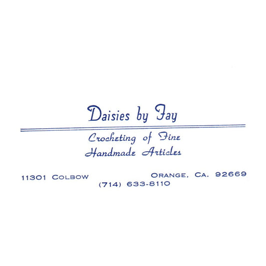 Vintage Daisies by Jay Crocheting of Handmade Articles CA Business Card SF3-B1