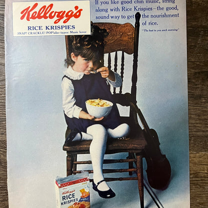 1965 Kellogg's Rice Krispies Little Girl Sitting in a Chair Magazine Ad 10x14 V7