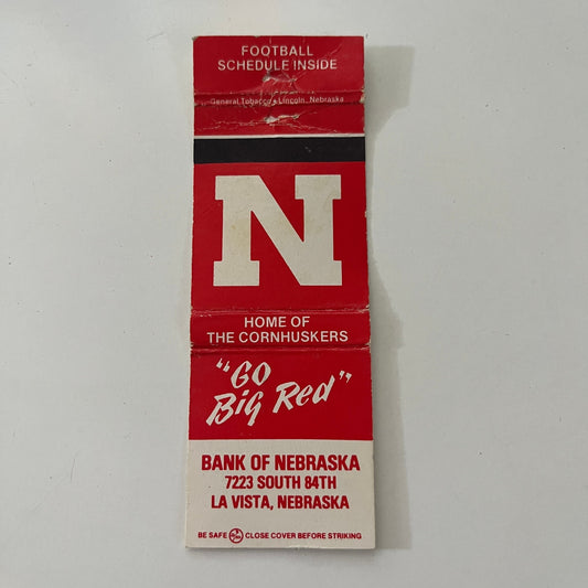 Bank of Nebraska La Vista Huskers Football 1978 Schedule Matchbook Cover MB28-2