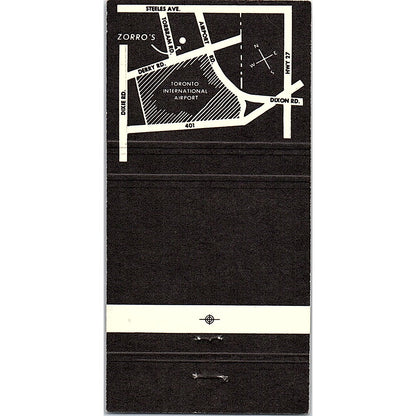 Zorro's Steak House & Tavern Mississauga Ontario Vintage Matchbook TB6-MB2-7