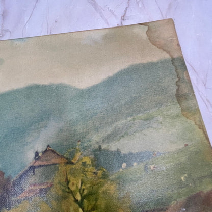 S.de Niederhausern European Alps Landscape Vtg Art Print Lithograph 10x15 FL6-3